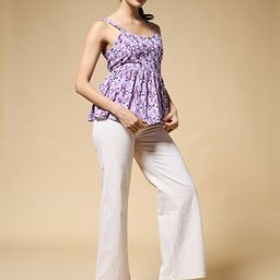 Istyle Can Women Floral Print Cotton Top-image-89