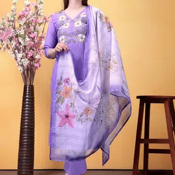 KAUTIK FABRICS Women Ethnic Motifs Embroidered Regular Kurta with Trousers & With Dupatta-picture-21
