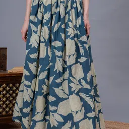 SUNEKH Self-Design Cotton Flared Maxi Skirt-52