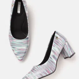 ELLE Women Abstract Printed Block Heel Pumps-51
