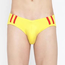 La Intimo Yellow Comfort Fit Striped Briefs-image-22