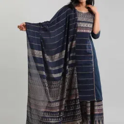 Aurelia Navy Cotton Printed Dupatta-picture-1