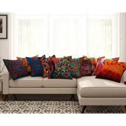 SEJ by Nisha Gupta Multicolor Cushion Covers - Set of 10-11