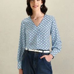 U.S. Polo Assn. Blue & White Printed Top-picture-40
