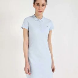 Tommy Hilfiger Breezy Blue Cotton Slim Fit Dress-picture-46