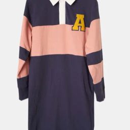 Angel & Rocket Kids Navy & Peach Color Block Full Sleeves Dress-image-18