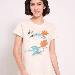 Dreamz By Pantaloons Cream Cotton Relaxed Fit Printed Top-image-91