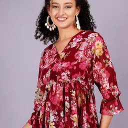 JC4U Print Flutter Sleeve Georgette Top image 4
