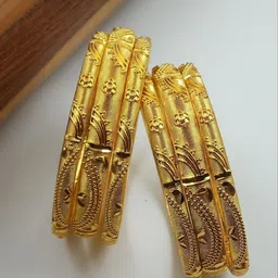V.K.PAYAL.JEWELLERY Set Of 6 Gold-Plated Intricate Textured Details Bangles-picture-21