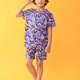 Anthrilo Kids blue Cotton Printed T-Shirt & Short-image-47