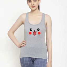 Friskers Grey Printed Camisole-image-3