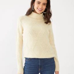 Zink London Off White Self Design Sweater-image-15