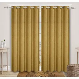 Saral Home Gold Chenille Grommet Long Door Curtains Set of - 2-11