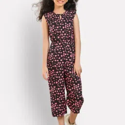 Uptownie Lite Kids Black & Pink Printed Jumpsuits-image-26