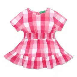 United Colors of Benetton Kids Pink Checks Dress-picture-17