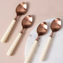 Nestroots Solid White & Copper Stainless Steel Dinner Spoon - Set of 4-35