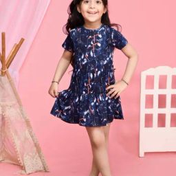 LilPicks Kids Blue Cotton Printed Dress-picture-6
