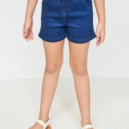 Global Desi Girl Kids Navy Cotton Tapered Fit Shorts-image-39
