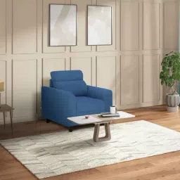 Duroflex Zivo Plus Blue Solid Wood 1 Seater Sofa set-37