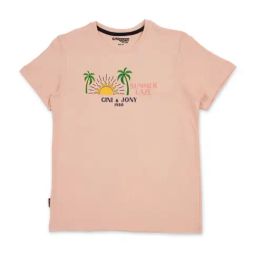 Gini & Jony Kids Pink Cotton Printed T-Shirt-image-36