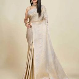 SHANVIKA Gold Woven Design Saree with Unstitched Blouse-picture-28