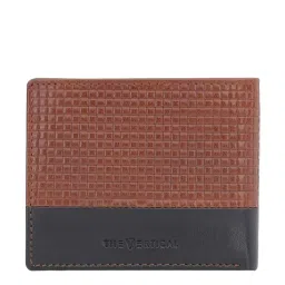 The Vertical Tan Textured Bi-Fold Wallet for Men image 3