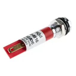 RS PRO Red Panel Mount Indicator 12 V, Mounting Hole Size 8 mm, Termination Type Solder Tab, IP Rating IP67, Model No 211904 image 3