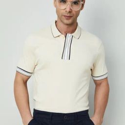 Code By Lifestyle Beige Regular Fit Polo T-Shirt-picture-14