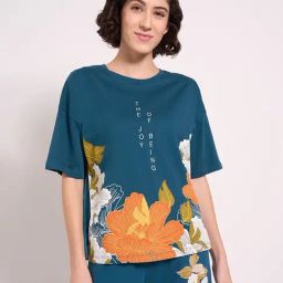 Dreamz By Pantaloons Blue Cotton Relaxed Fit Printed Top-image-72