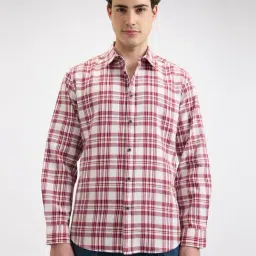 Pepe Jeans Red & White Cotton Regular Fit Checks Shirt-image-25