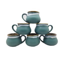 laghima jadon Teal Textured Ceramic Glossy Cups Set of 6-7