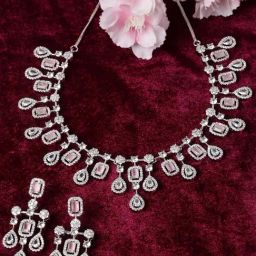 Zeneme Rhodium Plated AD Studded Jewellery Set-picture-33