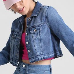 Only Blue Cotton Regular Fit Cropped Jacket-image-89