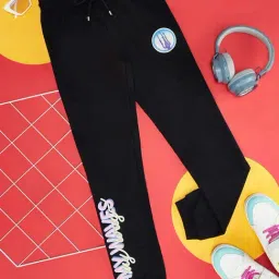 Pantaloons Junior Black Cotton Printed Joggers-picture-35