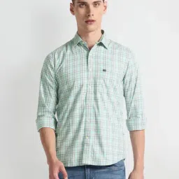 arrow sport Arrow Sports Blue Cotton Slim Fit Checks Shirt-picture-14