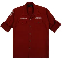 Cavio Kids Maroon Cotton Shirt-image-32