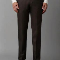 Louis Philippe Brown Regular Fit Self Pattern Trousers-picture-14