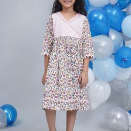 Little Bansi Floral Printed Cotton A-Line Dress-image-96