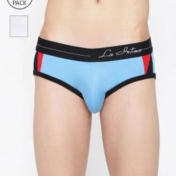 La Intimo Blue & White Comfort Fit Briefs - Pack Of 2-image-72