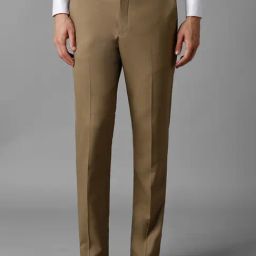 Louis Philippe Brown Slim Fit Texture Trousers-image-6