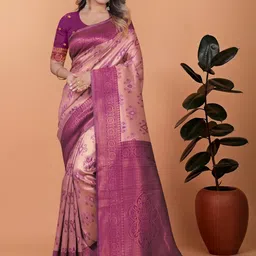 KALINI Ethnic Motifs Zari Art Silk Banarasi Saree-image-86