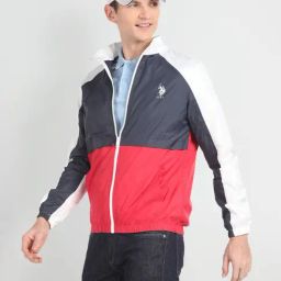 U.S. Polo Assn. Denim Co. Red & Navy Regular Fit Colour Block Wind Cheater-14