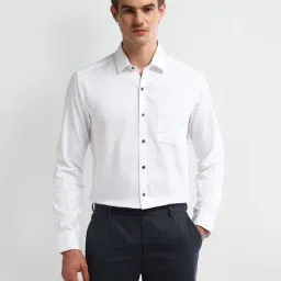 Arrow White Cotton Slim Fit Self Pattern Shirt-picture-6