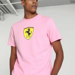 Puma Scuderia Ferrari Race Motorsport Pink Lilac Cotton Regular Fit Printed Sports T-Shirt-image-35