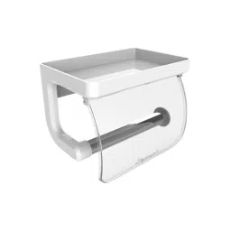 SUPREME Tissue Roll Holder PVC with Tray, White & Silver-image-6