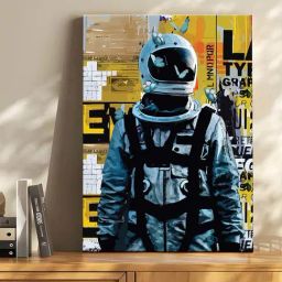 Art Street White Cotton Canvas Space Astronaut Graffiti Butterfly Painting-image-2