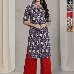 7Threads Selection Of 6 Ethnic Motifs Printed Round Neck Straight Kurtas-image-91