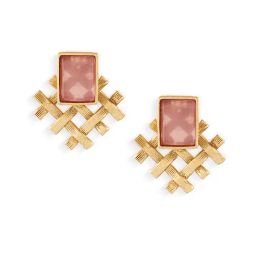 Zaveri Pearls Coloured Stones Pink Alloy Earrings-image-55