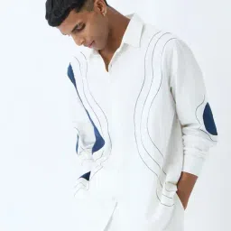 ETA by Westside White Printed Relaxed-Fit Cotton-Blend Shirt-picture-9