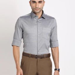 Turtle Grey Cotton Slim Fit Shirt-image-18